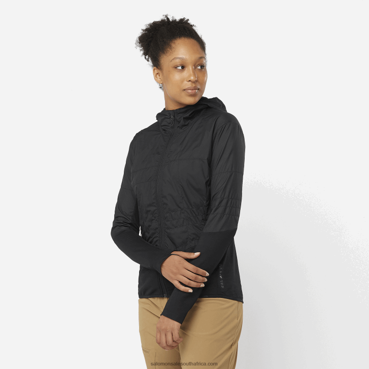 Salomon Womens Midlayer Jacket Hoodie - Outline All Season Hybrid JV8B48876 Deep Black