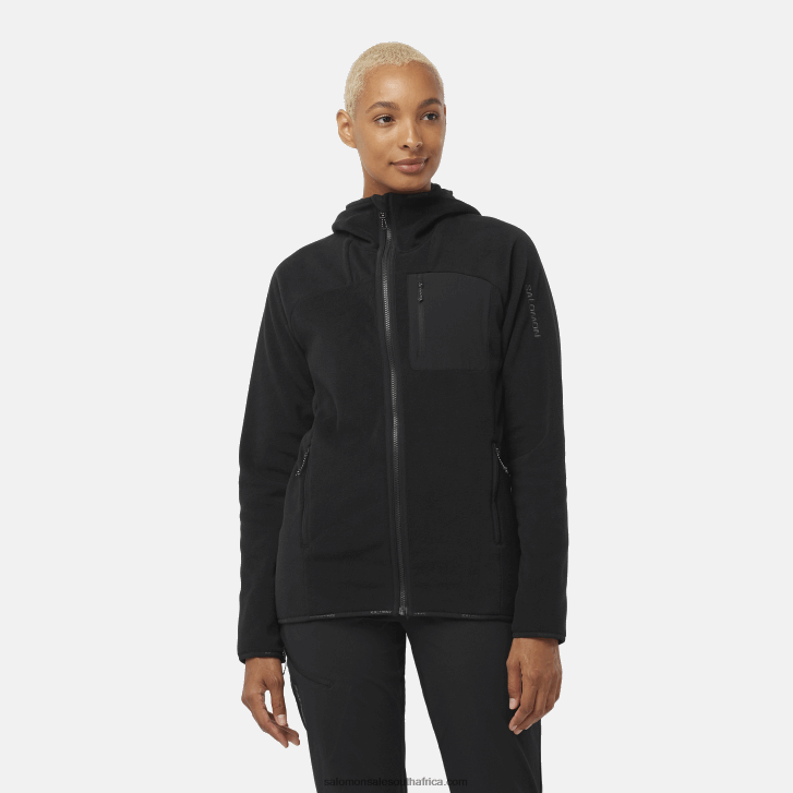 Salomon Womens Midlayer Jacket Hoodie - Outline Polartec JV8B48861 Deep Black