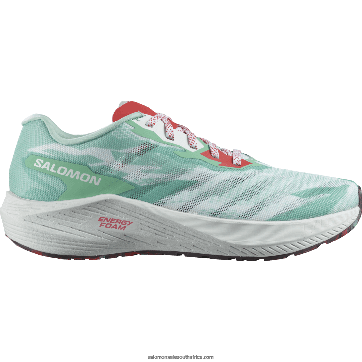 Salomon Womens Running Shoes - Aero Volt JV8B48752 Yucca/White/Poppy Red