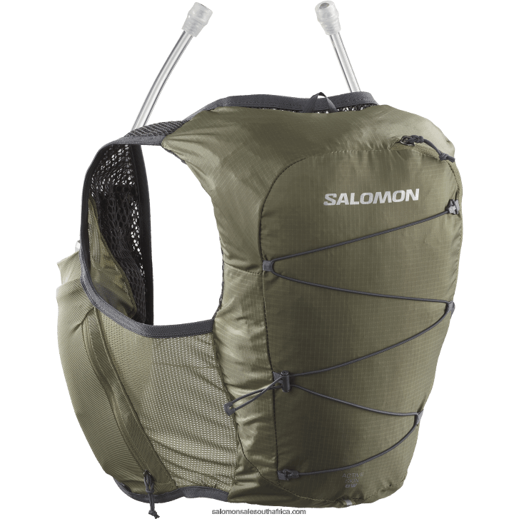 Salomon Women\s Running Vest with flasks included - Active Skin 8 JV8B48981 Dusky Green/Ebony
