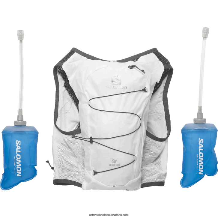 Salomon Women\s Running Vest with flasks included - Active Skin 8 JV8B48982 White/Ebony