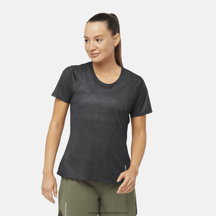 Salomon Womens Short Sleeve T-Shirt - Sense Aero JV8B48928 Periscope/Deep Black