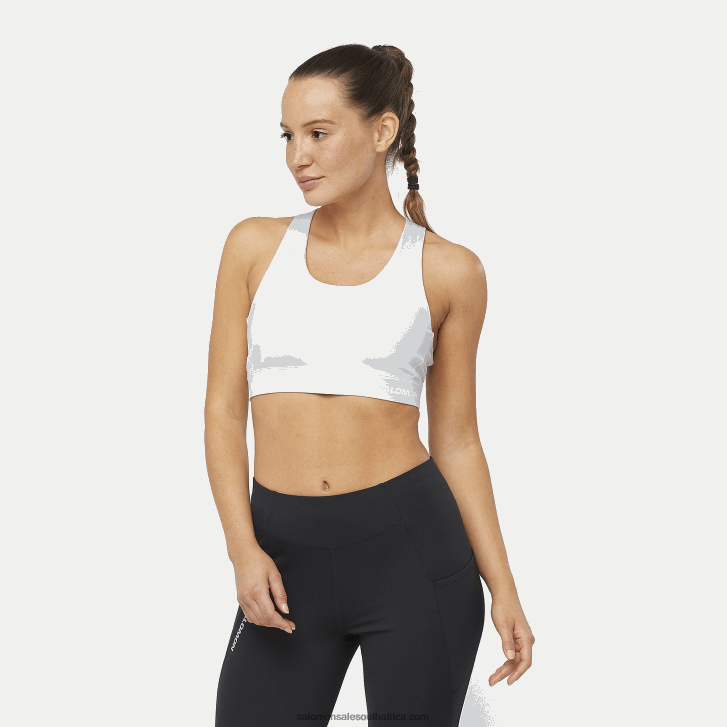 Salomon Womens Sports Bra - Cross Run JV8B48932 Oyster Mushroom/Deep Black