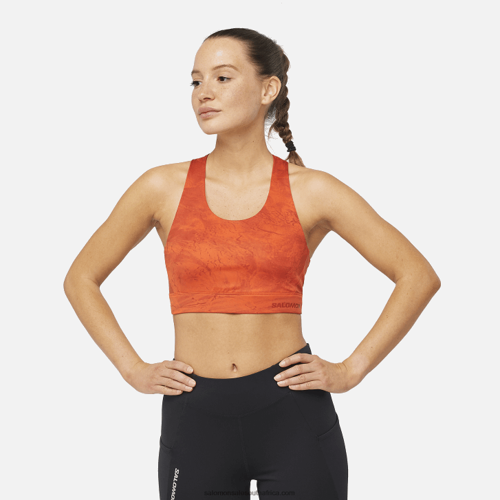 Salomon Womens Sports Bra - Cross Run JV8B48933 Burnt Ochre/Burnt Henna/Ao