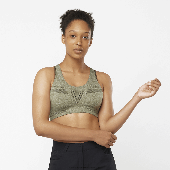 Salomon Womens Sports Bra - Essential Move On Seamless JV8B48938 Grape Leaf/Heather