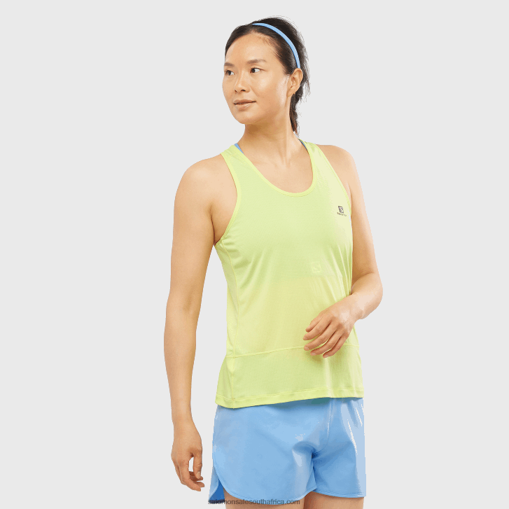 Salomon Womens Tank - Cross Run JV8B48900 Sunny Lime/Heather