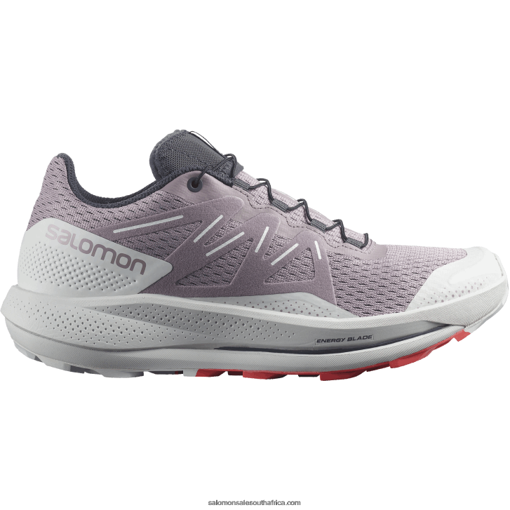 Salomon Womens Trail Running Shoes - Pulsar Trail JV8B481512 Quail/Lunar Rock/Poppy Red