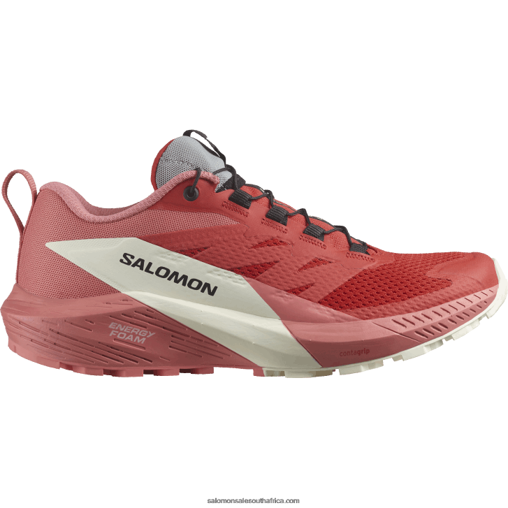 Salomon Womens Trail Running Shoes - Sense Ride 5 JV8B481498 Tea Rose/Fiery Red/Vanilla Ice