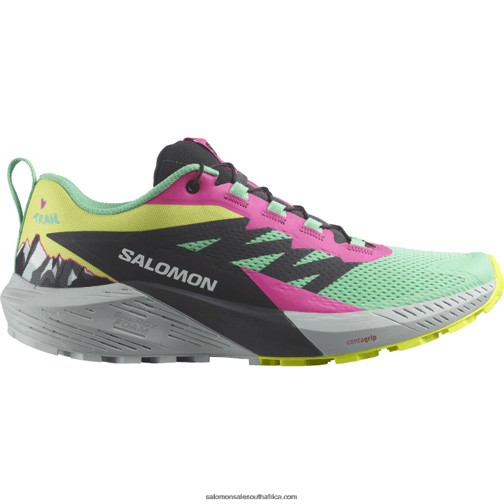 Salomon Womens Trail Running Shoes - Sense Ride 5 Martina Ltd JV8B481502 Biscay Green/Phantom/Pink Glo