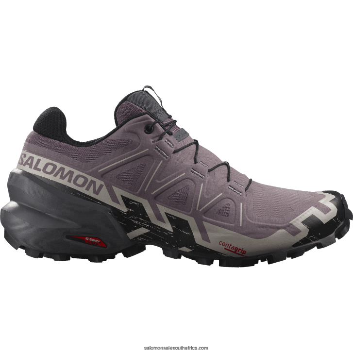 Salomon Womens Trail Running Shoes - Speedcross 6 JV8B481504 Moonscape/Black/Ashes Of Roses