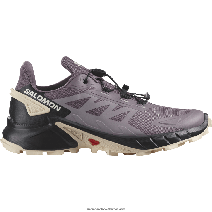Salomon Womens Trail Running Shoes - Supercross 4 JV8B481545 Moonscape/Black/Tender Peach