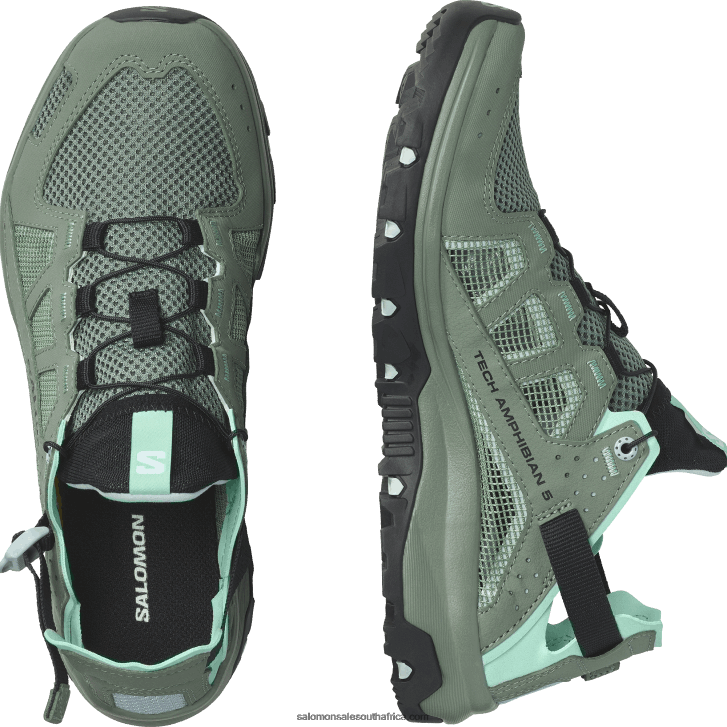 Salomon Women\s Water Shoes - Techamphibian 5 JV8B48787 Laurel Wreath/Arctic Ice/Marine Blue