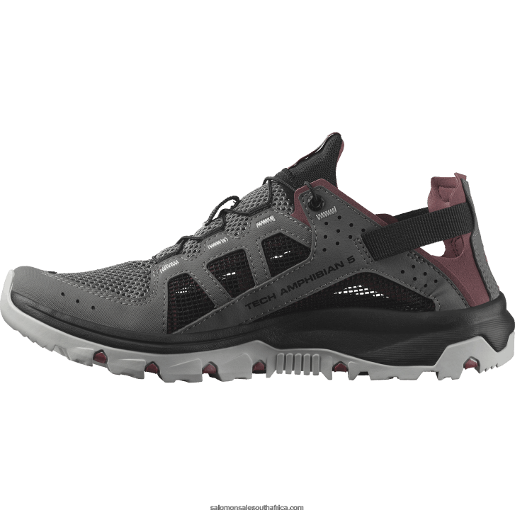 Salomon Women\s Water Shoes - Techamphibian 5 JV8B48788 Pewter/Black/Wild Ginger