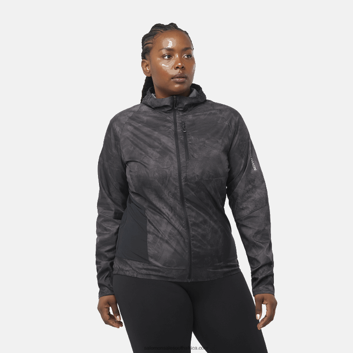 Salomon Womens Wind Jacket - Bonatti Cross Wind JV8B48854 Periscope/Ao/Deep Black