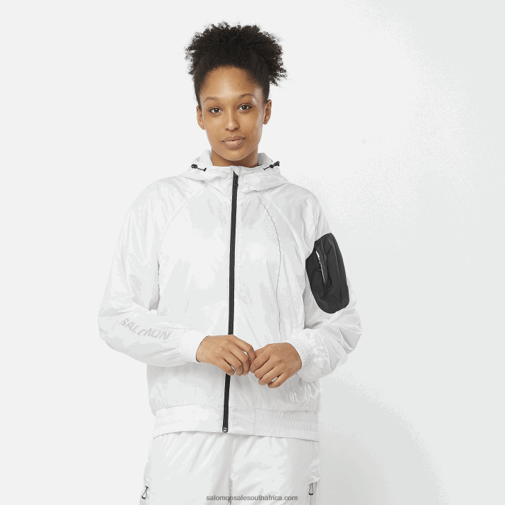 Salomon Womens Wind Jacket - Equipe JV8B48833 White/Deep Black