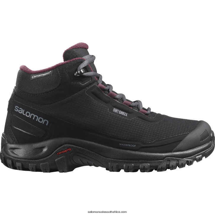 Salomon Womens Winter Boots - Shelter Clima Waterproof JV8B48782 Black/Ebony/Wine Tasting