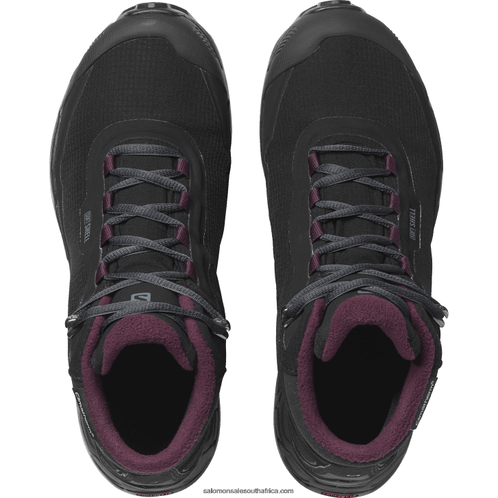 Salomon Women\s Winter Boots - Shelter Clima Waterproof JV8B48782 Black/Ebony/Wine Tasting