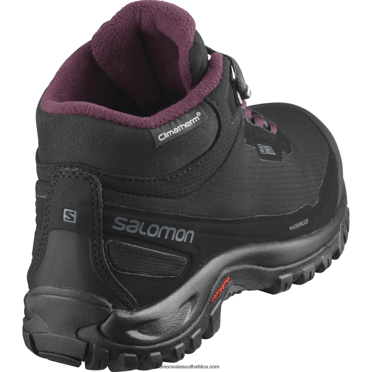 Salomon Women\s Winter Boots - Shelter Clima Waterproof JV8B48782 Black/Ebony/Wine Tasting