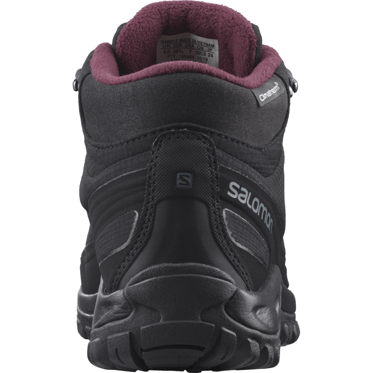Salomon Women\s Winter Boots - Shelter Clima Waterproof JV8B48782 Black/Ebony/Wine Tasting