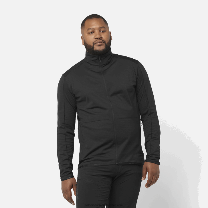 Salomon Men's Full Zip Midlayer Jacket - Essential Lightwarm JV8B48556 Deep Black