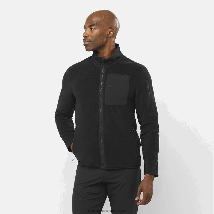 Salomon Men's Full Zip Midlayer Jacket - Outline Polartec JV8B48535 Deep Black