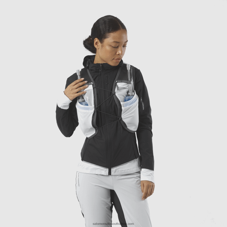 Salomon Women's Running Vest with flasks included - Active Skin 8 JV8B48982 White/Ebony