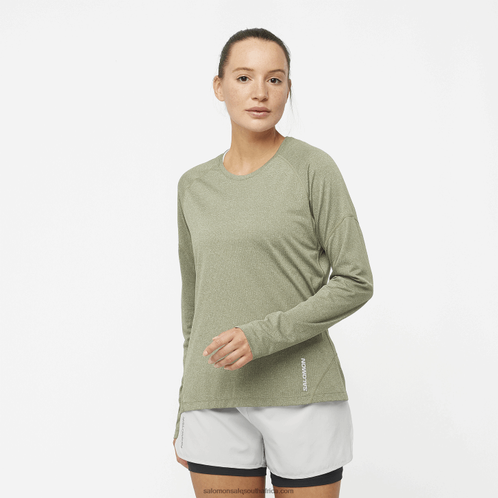 Salomon Women's Long Sleeve T-Shirt - Cross Run JV8B48915 Grape Leaf/Heather